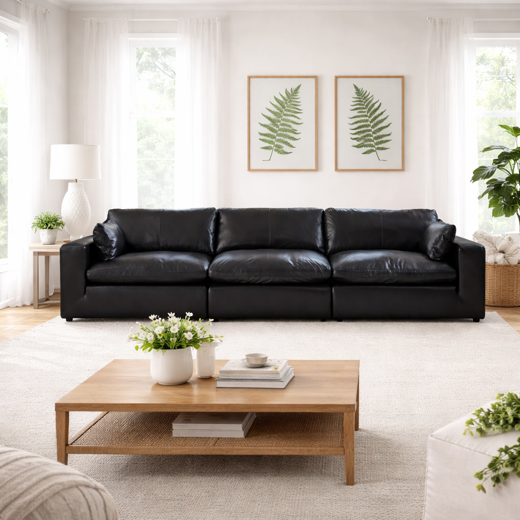 Ashley Furniture Atlas Reserve 3-piece modular sofa in caramel with plush cushions and modern design.