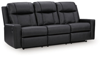 Ashley Furniture Mackmenville reclining sofa, shown from an angled view with plush cushions and reclining feature.