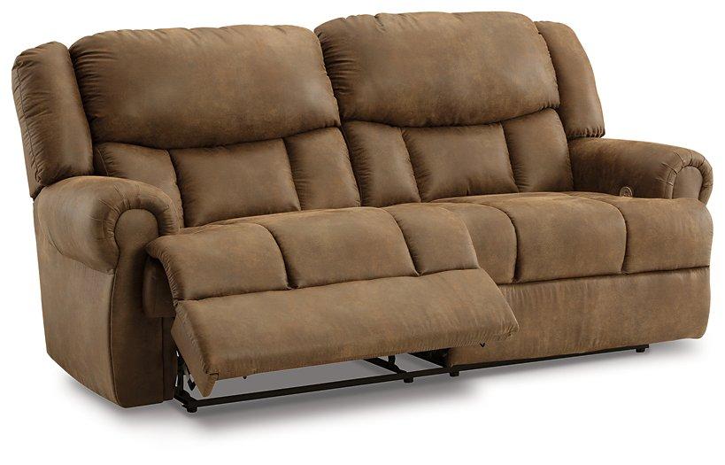 Ashley Furniture Boothbay Power Reclining Sofa, gray fabric, with plush cushions and built-in recline mechanisms.