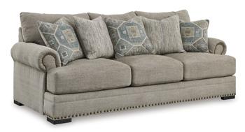 Ashley Furniture Galemore sofa showing plush fabric, wide armrests, and cushioned seating in a modern living room setting.