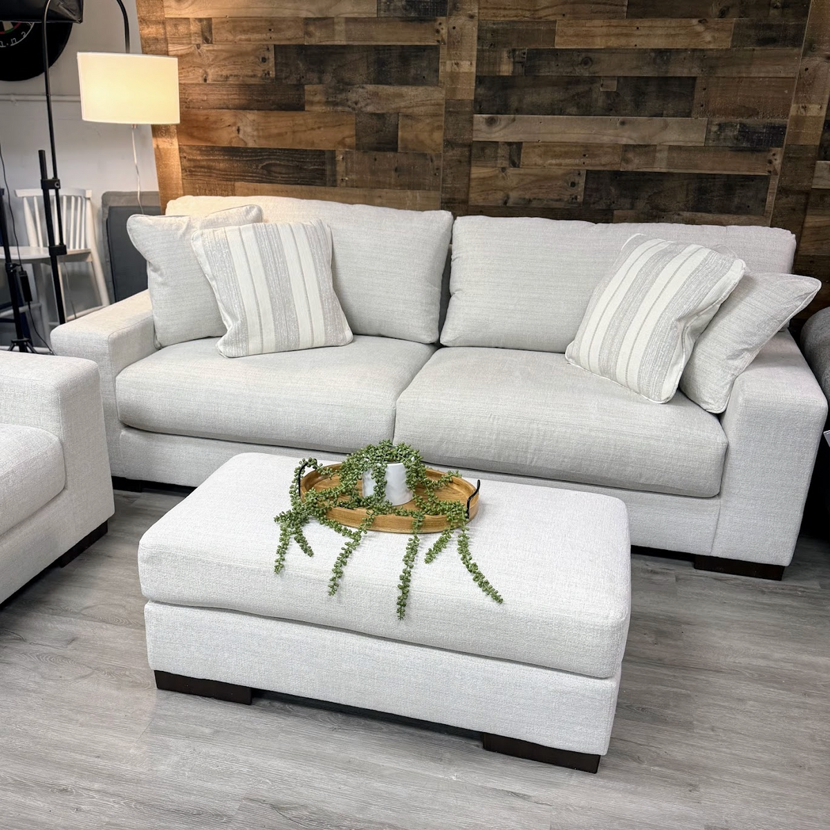 Ashley Furniture Newport sofa with plush cushions and modern design, shown in a living room setting.