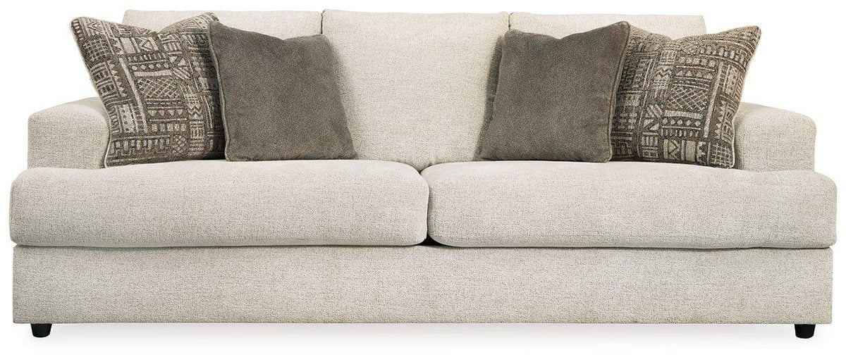 Ashley Furniture Soletren sofa with plush fabric upholstery and modern design, shown in a stylish living room setting.