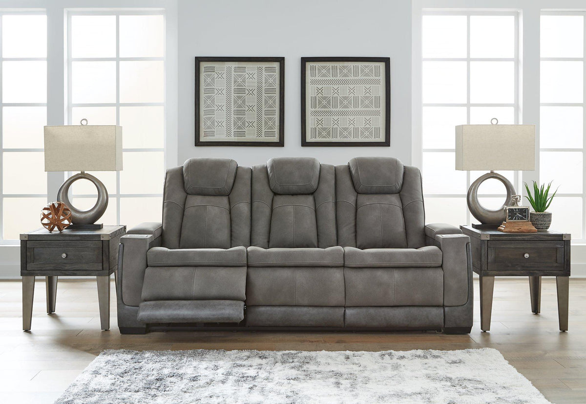 Ashley Furniture Next-Gen DuraPella Power Reclining Sofa with plush cushions and modern design, shown in a stylish living room setting.