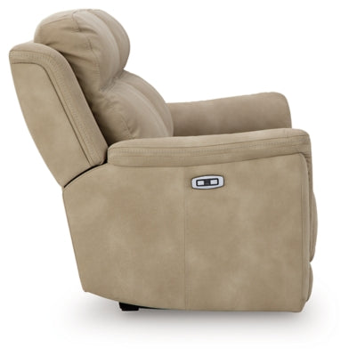 Ashley Furniture Next-Gen DuraPella Power Reclining Sofa with plush cushions and reclining seats, shown from a side angle.