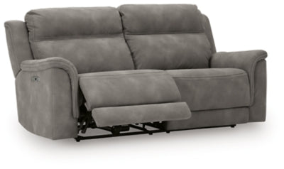 Ashley Furniture Next-Gen DuraPella Power Reclining Sofa, open view showing plush cushions and reclining mechanism.