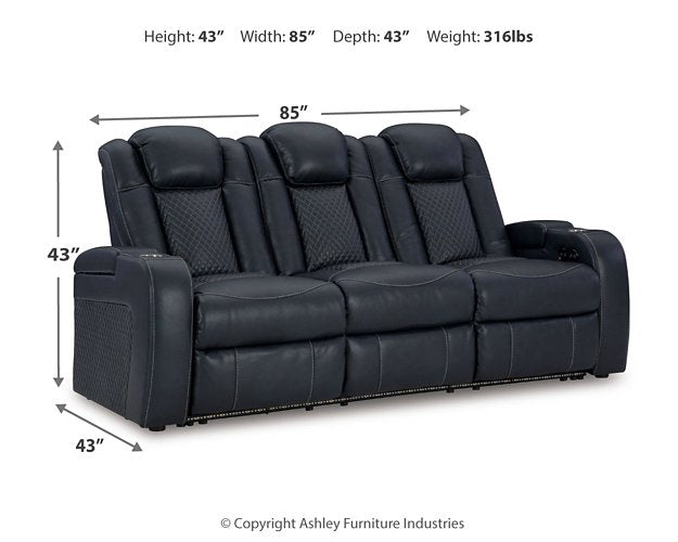 Ashley Furniture Fyne-Dyme Power Reclining Sofa with plush cushions and reclining features, in a modern design.