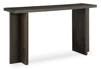 Ashley Furniture Jalenry console sofa table with sleek wood finish and modern design, ideal for living room decor.