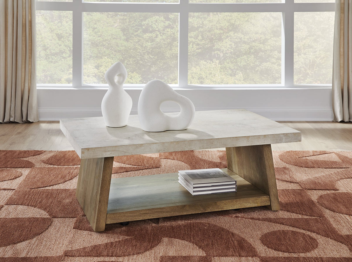 Ashley Furniture Brendalhouse stationary occasional table set with two wooden tables featuring a classic design and warm finish.