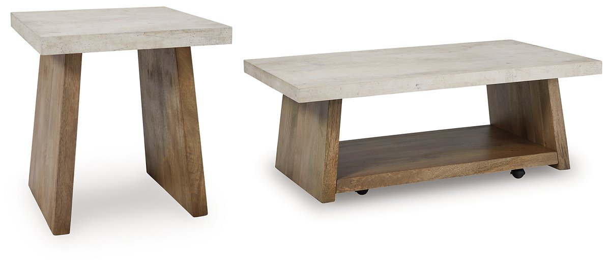 Ashley Furniture Brendalhouse stationary occasional table set with two wooden tables featuring a dark finish and modern design.