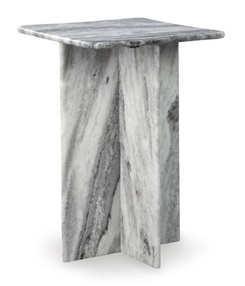 Ashley Furniture Keithwell accent table with a sleek wood finish and simple, modern design for living room decor.