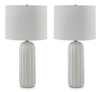 Set of two Clarkland table lamps by Ashley Furniture with fabric shades and wooden bases, ideal for bedside or living room decor.