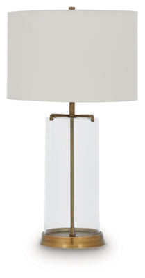 Ashley Furniture Gizeh Table Lamp with ceramic base and fabric shade, ideal for bedside or living room decor.