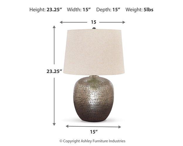 Ashley Furniture Magalie Table Lamp with a sleek design, featuring a fabric shade and modern base for stylish lighting.