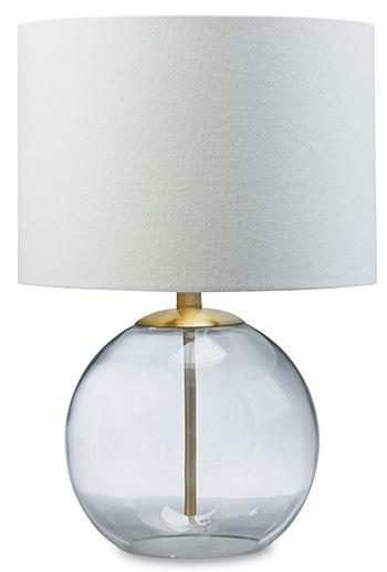 Ashley Furniture Samder table lamp set featuring two stylish lamps with fabric shades and modern bases for living room decor