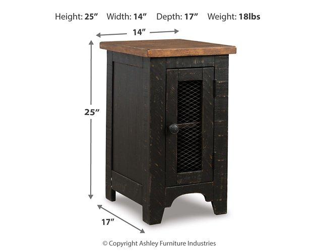Ashley Furniture Valebeck End Table Set featuring two stylish wooden tables with sleek design and modern finishes.