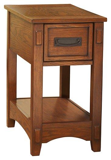 Set of two Ashley Furniture Breegin End Tables with wooden tops and tapered legs, ideal for living room decor.