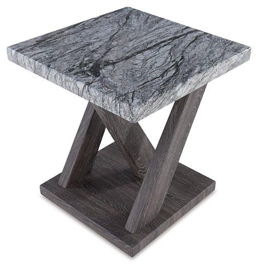 Set of three Bensonale tables from Ashley Furniture, modern wooden table set with sleek design and natural finish.