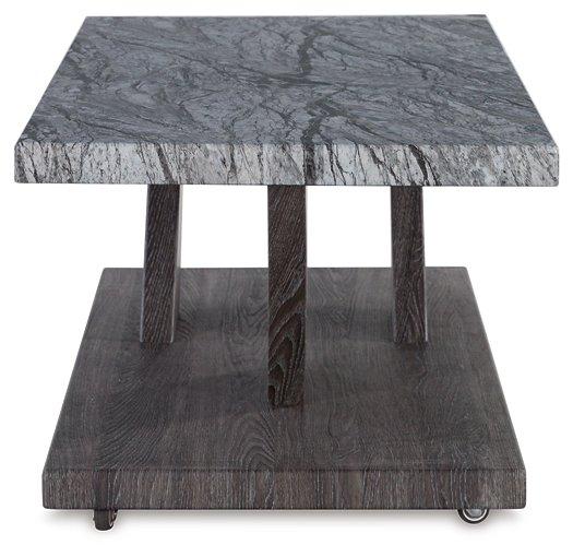 Set of three Bensonale tables from Ashley Furniture, showcasing modern wooden table designs with sleek finishes.