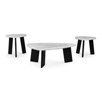 Set of three Ashley Furniture Lilyberg tables with modern design, featuring sleek tabletops and sturdy legs for stylish living spaces.