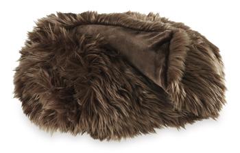 Set of three Ashley Furniture Bellethrone throws with soft, textured fabric in neutral tones, perfect for cozy home decor.