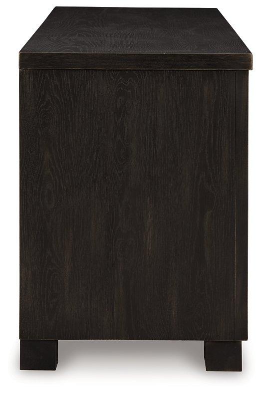 Ashley Furniture Galliden 80-inch TV stand with open shelving and storage compartments, modern wood finish, ideal for living rooms.