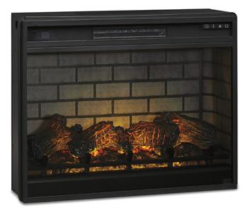 Ashley Wittenmyer 72-inch TV stand with built-in electric fireplace, wood finish, and storage compartments, modern entertainment furniture.