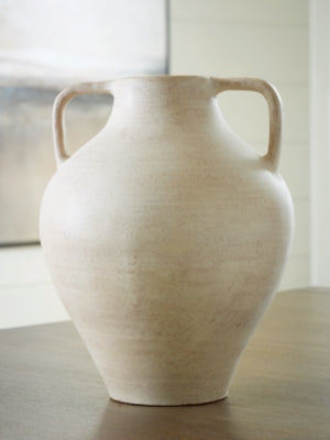 Ashley Furniture Justy Vase, decorative ceramic vase with textured design, suitable for home decor or floral arrangements.