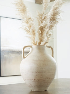 Ashley Furniture Justy Vase, elegant ceramic vase with a sleek design, displayed on a neutral background.
