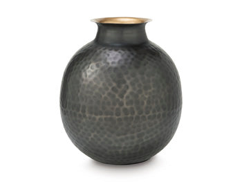 Ashley Furniture Woody Vase, decorative ceramic vase with a rustic wood finish, suitable for floral arrangements or home decor.