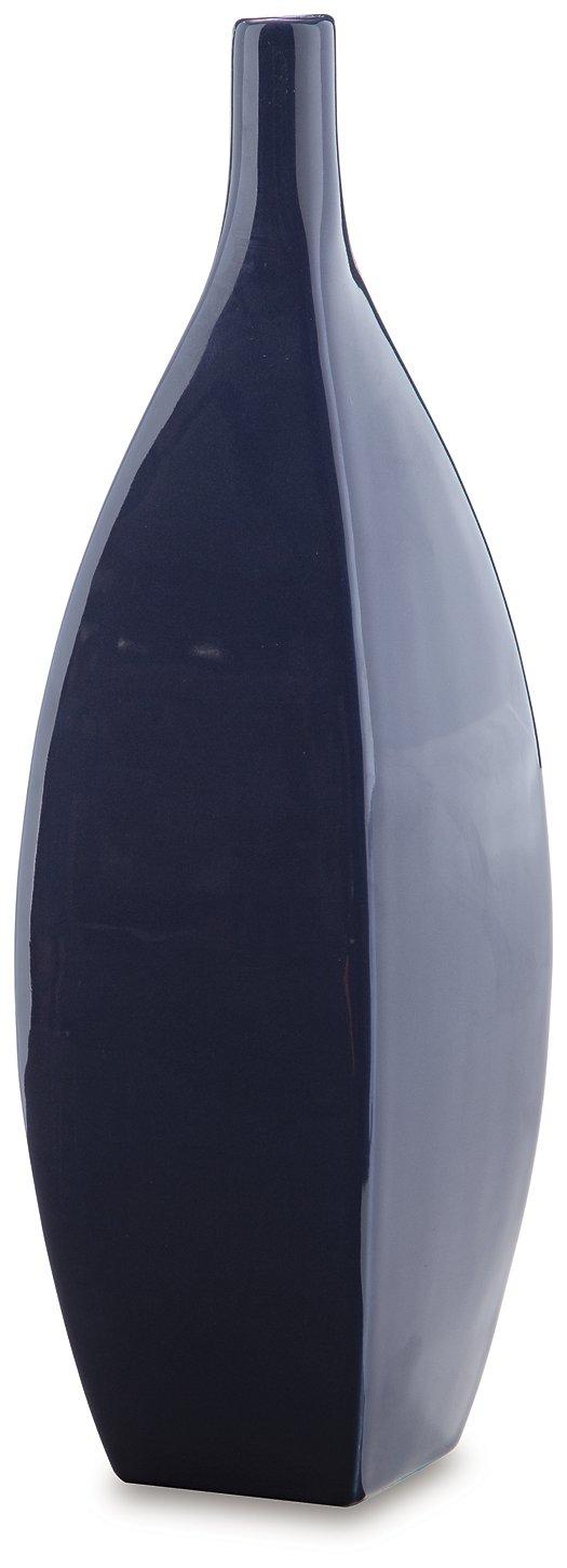 Ashley Furniture Abtinson Vase, elegant ceramic vase with textured design, suitable for decorative display in living spaces.
