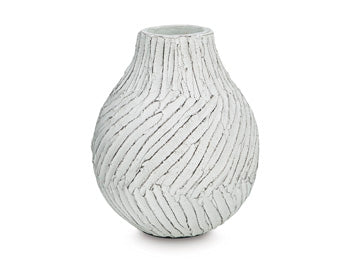 Ashley Furniture Shelvie Vase, decorative ceramic vase with a modern design, featuring a smooth white finish and rounded shape.