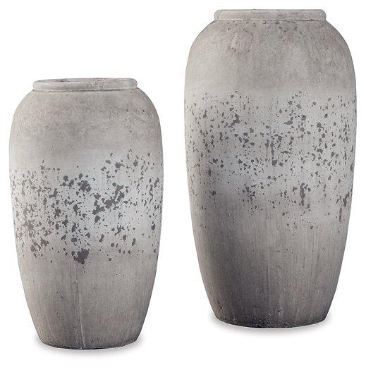Set of two Ashley Furniture Dimitra vases with elegant ceramic design, ideal for decorative home accents.