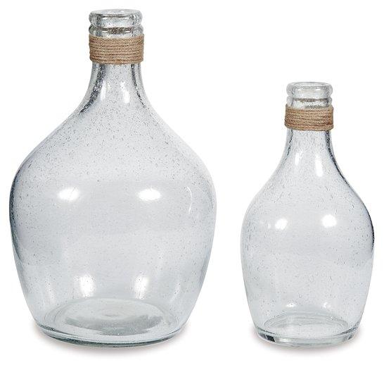 Set of two Ashley Furniture Marcin vases featuring modern ceramic design in neutral tones, suitable for decorative display.