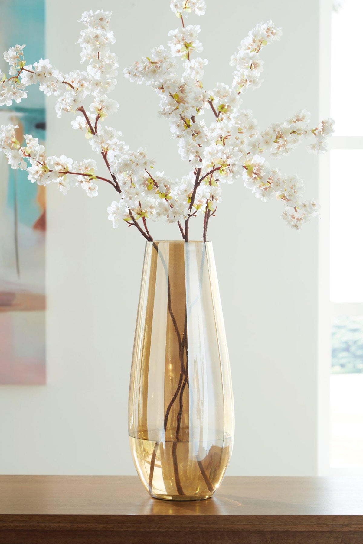 Ashley Furniture Rhettman Vase, elegant ceramic vase with a textured finish and neutral tones, perfect for decorative display.