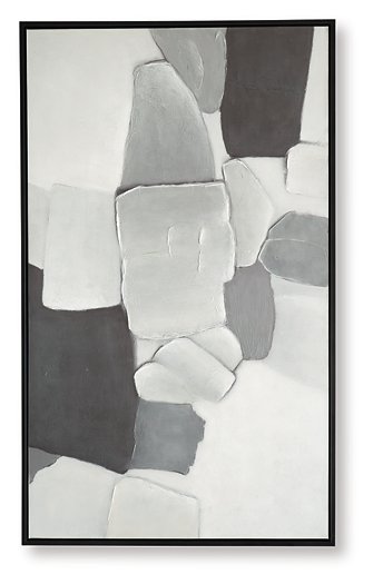 Ashley Furniture Adilson Wall Art featuring a modern abstract design in a sleek frame, suitable for contemporary home decor.