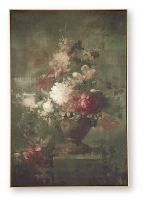 Ashley Furniture Gravesworth Wall Art featuring a modern, abstract design with bold colors on a neutral background.