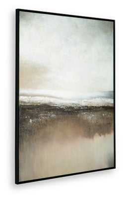 Ashley Furniture Siaking wall art featuring a modern abstract design in neutral tones, suitable for contemporary home decor.