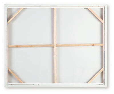 Ashley Furniture Vallus Wall Art featuring abstract design in neutral tones on canvas.