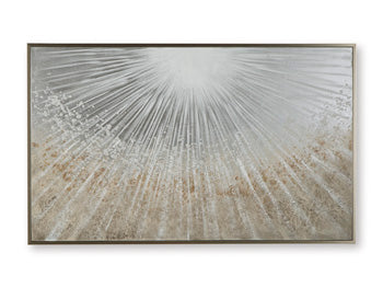 Ashley Furniture Waldard wall art featuring a modern abstract design with vibrant colors on a large canvas.