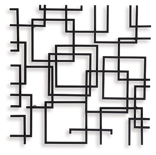 Ashley Furniture Aadanton wall decor with modern geometric design, featuring neutral tones and textured finish for stylish wall enhancement.