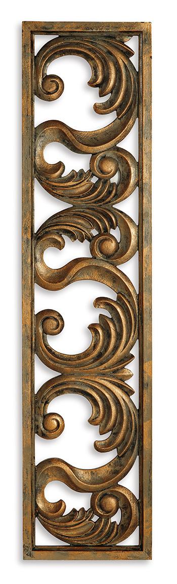 Ashley Furniture Candelario Wall Decor featuring a stylish, modern wall art piece with a textured design for contemporary home decor.