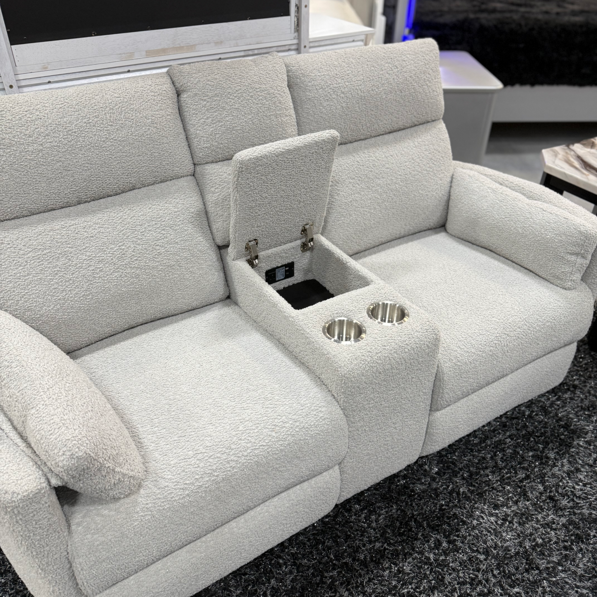 Boucle Sofa & Loveseat w/Power Recliners