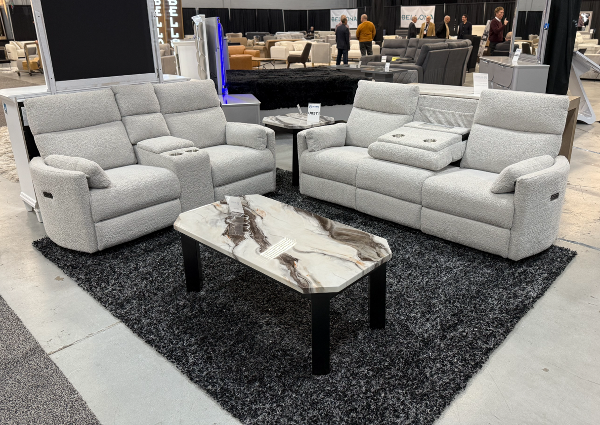 Boucle Sofa & Loveseat w/Power Recliners