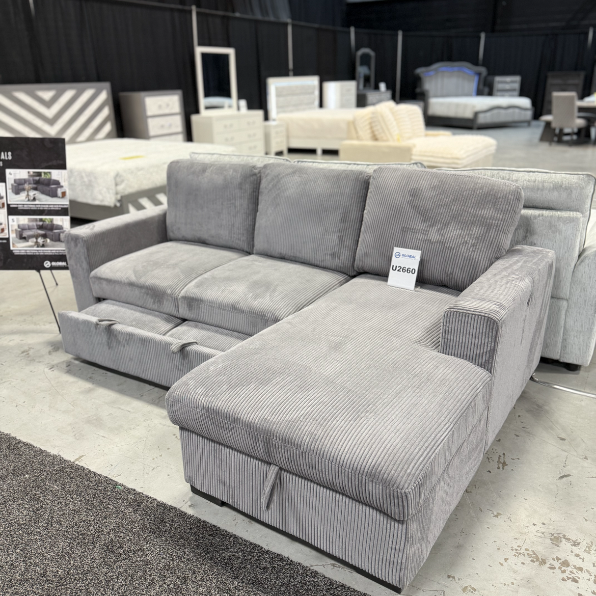 Modular Couch w/Pop Up Bed and Storage Chaise