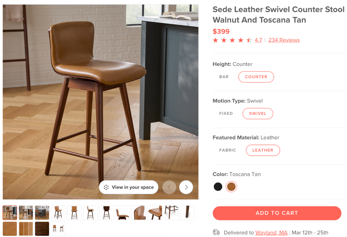 ARTICLE - Sede Leather Swivel Chair (Counter)