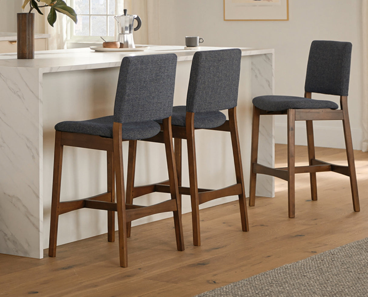 ARTICLE - Nosh Counter Stools (Denim Blue and Walnut)