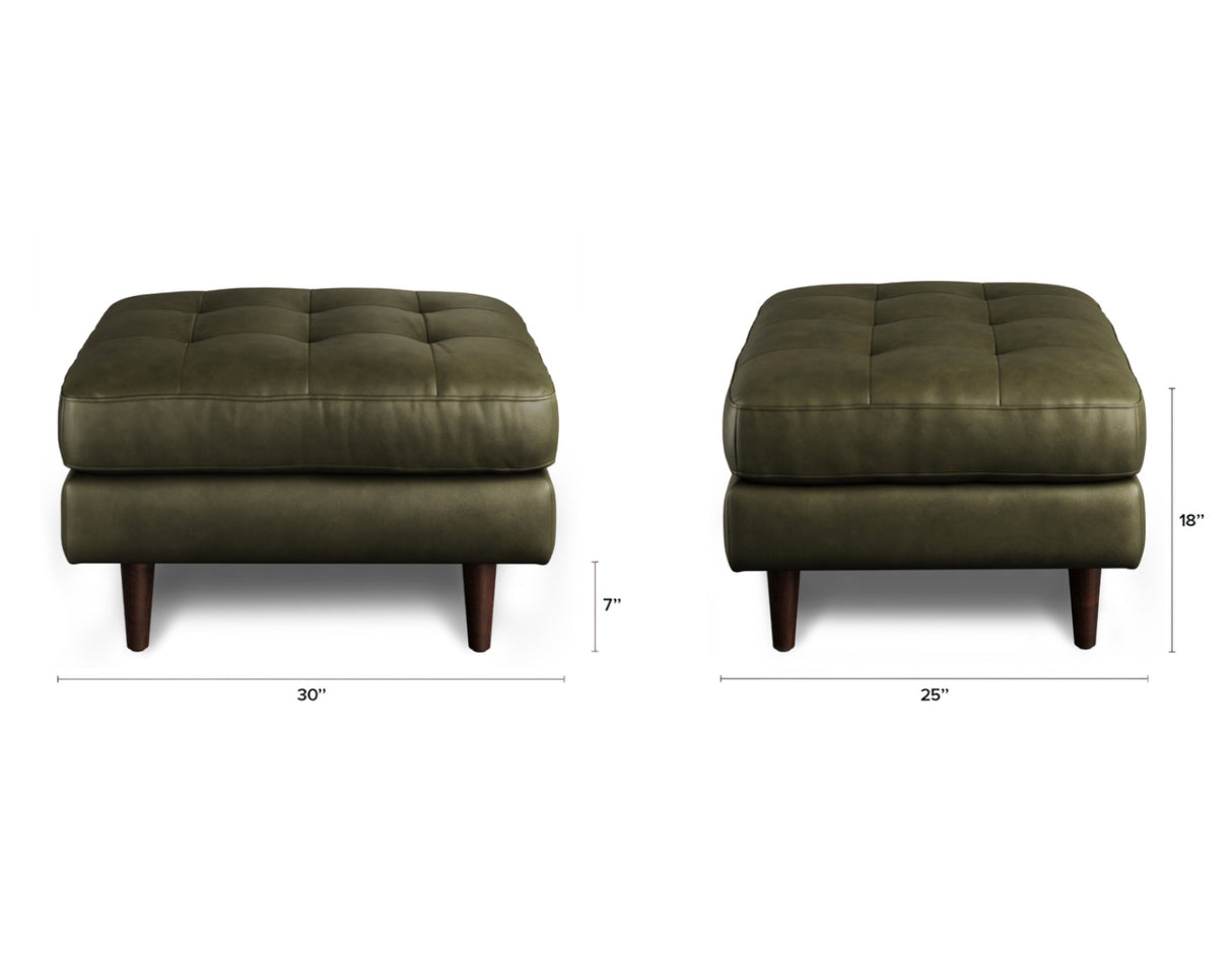 ARTICLE - Sven Leather Ottoman (Charme Green)