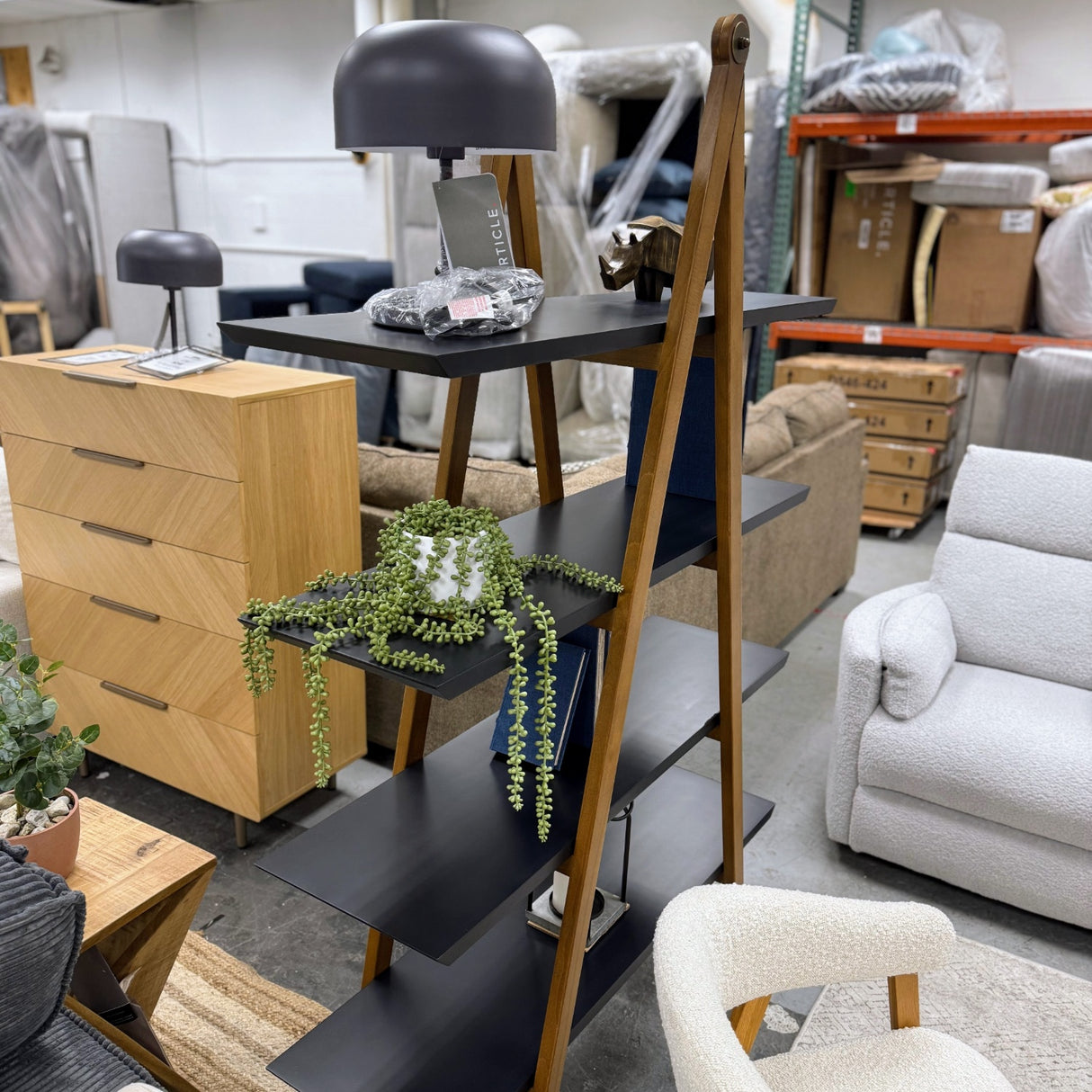 ARTICLE - CALIPER 47" SHELF - BLACK/HONEY BEECH