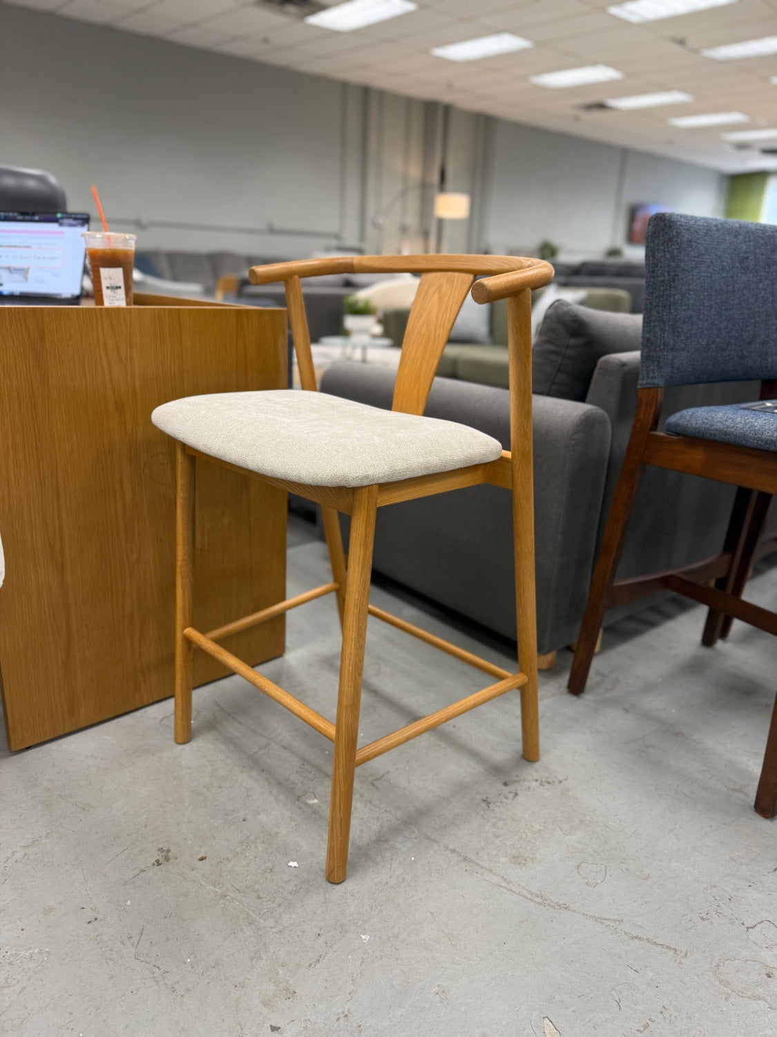 ARTICLE - Fonra Counter Stool (Oak & Gray)