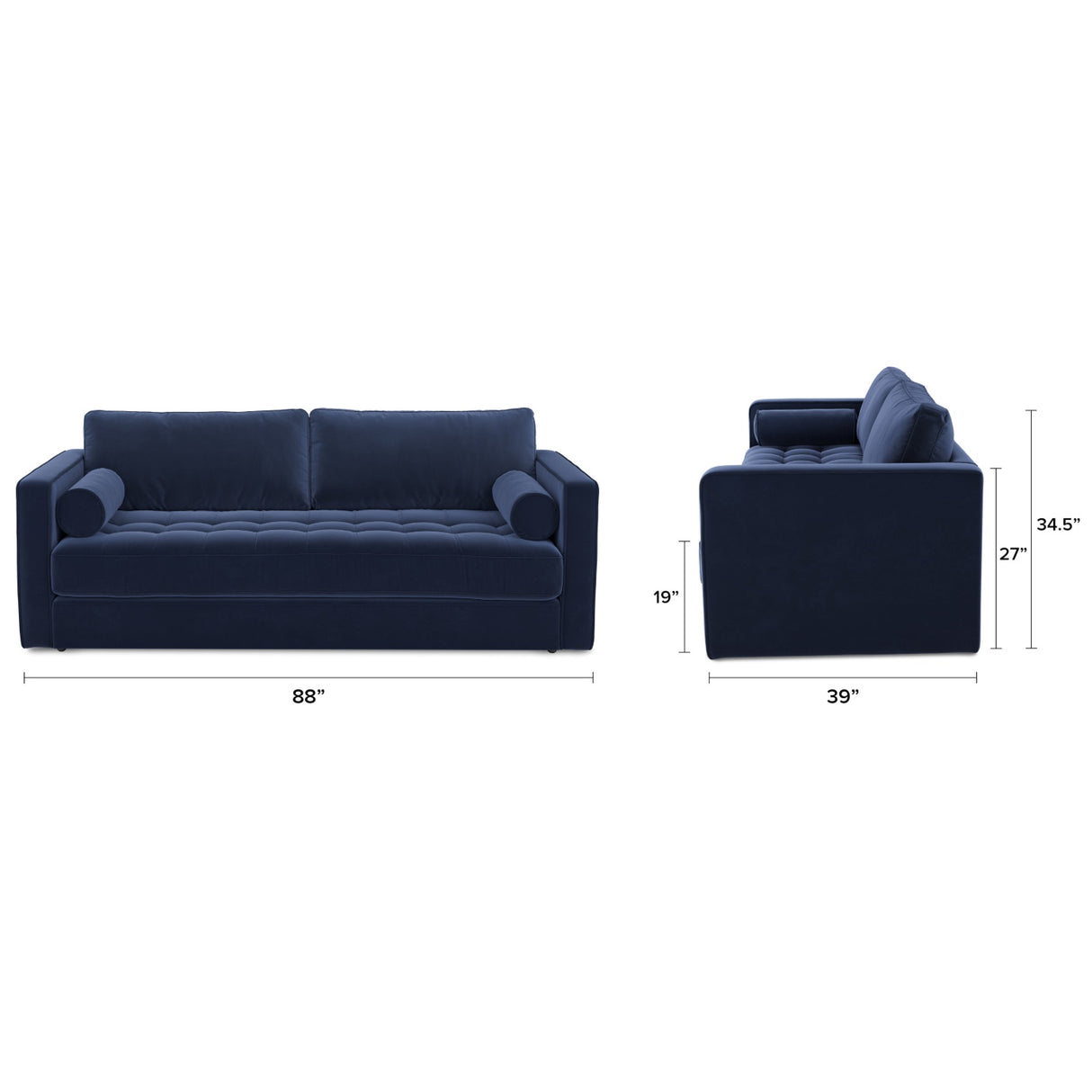 ARTICLE - Sven 88" Tufted Velvet Sofa Bed (Plush Cascadia)